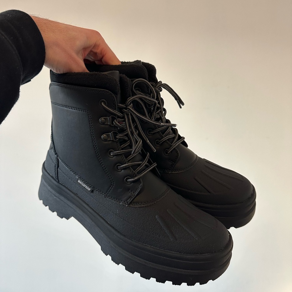Black Waterproof Fleece Lined Snow Boots